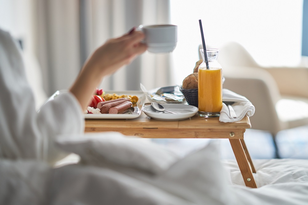 Breakfast in bed in a St. Augustine beach resort